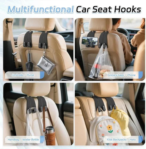 Premium Leather Headrest Hook Organizer – Secure Holder for Bags & Essentials