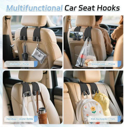 Premium Leather Headrest Hook Organizer – Secure Holder for Bags & Essentials