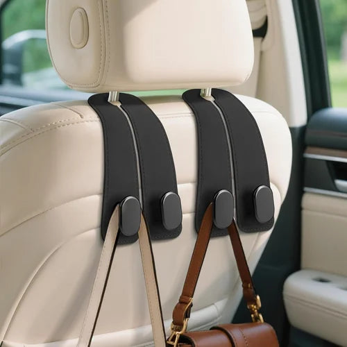 Premium Leather Headrest Hook Organizer – Secure Holder for Bags & Essentials